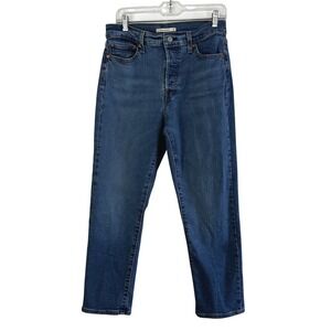 Levi's Women's Wedgie Straight Jeans Size 31 High Rise Button Fly Blue Stretch